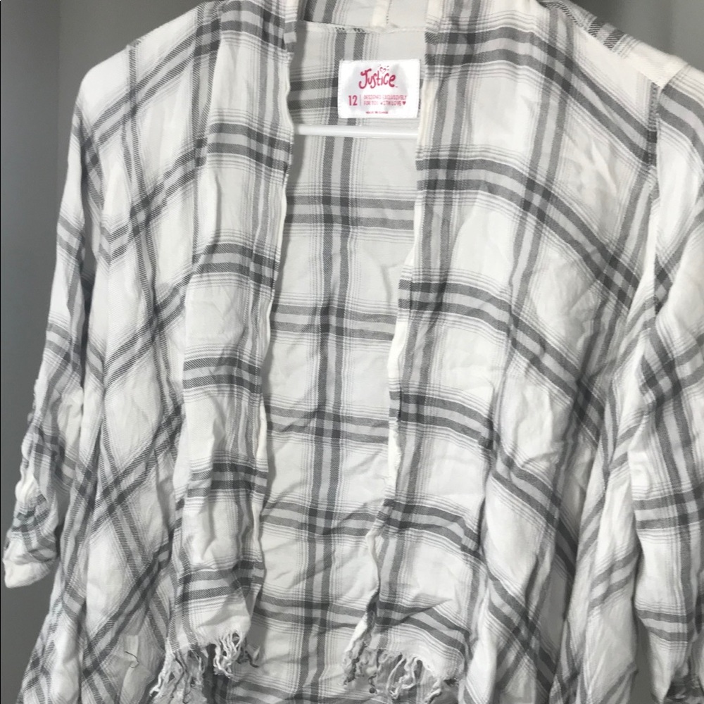 Justice girls fringe grey white flannel size 12